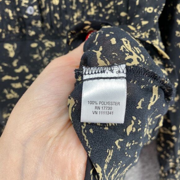 Converse One Star Blouse Women M Medium Black Geometric Button Up Long Sleeve - Picture 6 of 9